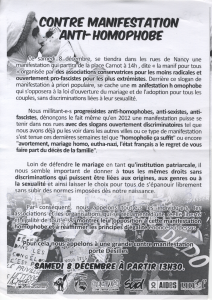 Contre manifestation anti-homophobes