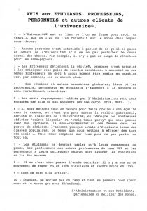 Avis aux étudiants, professeurs, personnels et autres clients de l'Université©