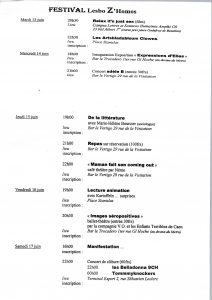 Festival Lesbo Z'Homos - Programme